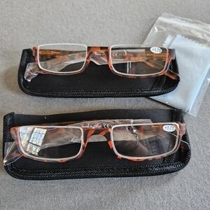 2pk Tortoise Half Moon Reading Glasses 1.75 w/soft Case